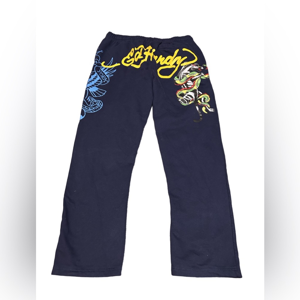 Ed Hardy Panther Bulldog Sweatpants Midnight Blue Size Large - Picture 4 of 9